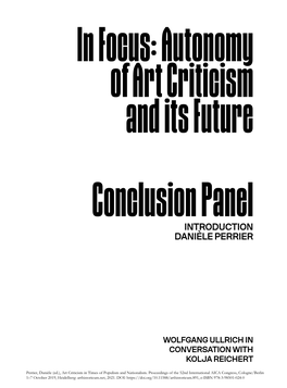 Art Criticism in Times of Populism and Nationalism. 52Nd