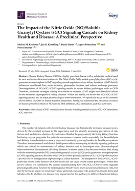 The Impact of the Nitric Oxide (NO)/Soluble Guanylyl Cyclase (Sgc) Signaling Cascade on Kidney Health and Disease: a Preclinical Perspective