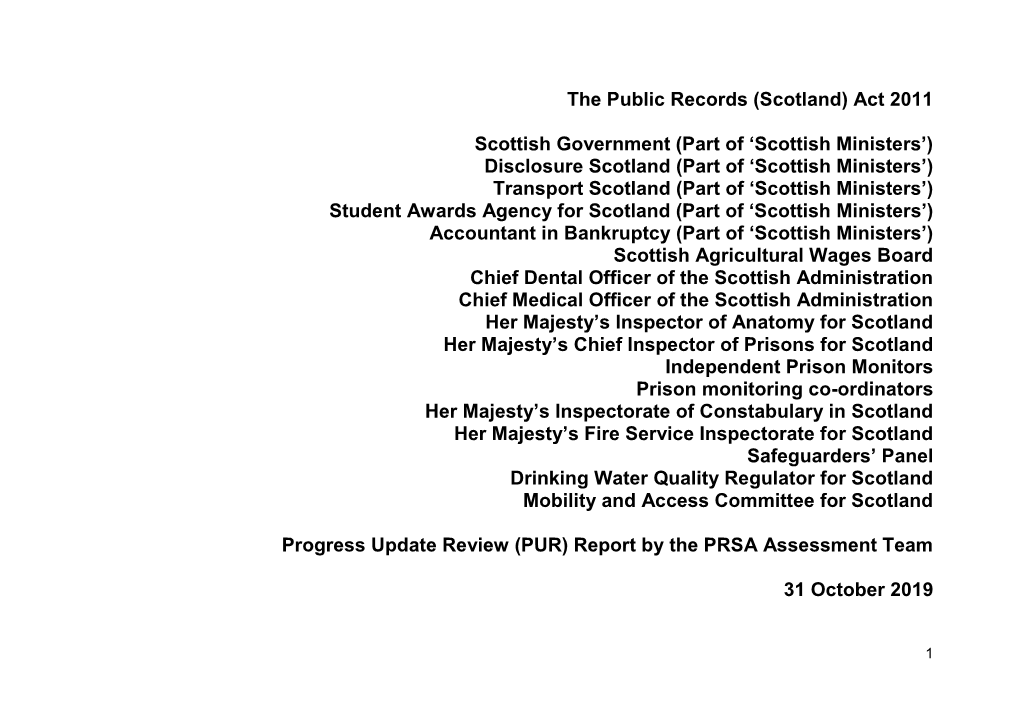 (PUR) Final Report by the PRSA Assessment Team for the Scottish