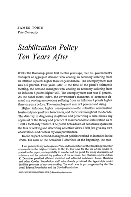 Stabilization Policy Ten Years After