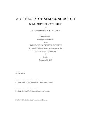 K · P THEORY of SEMICONDUCTOR NANOSTRUCTURES
