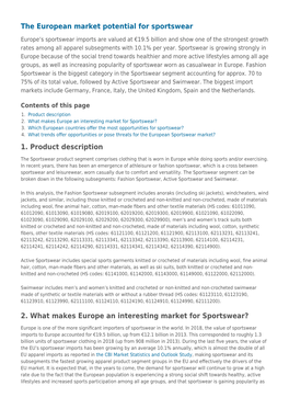 The European Market Potential for Sportswear 1. Product Description 2