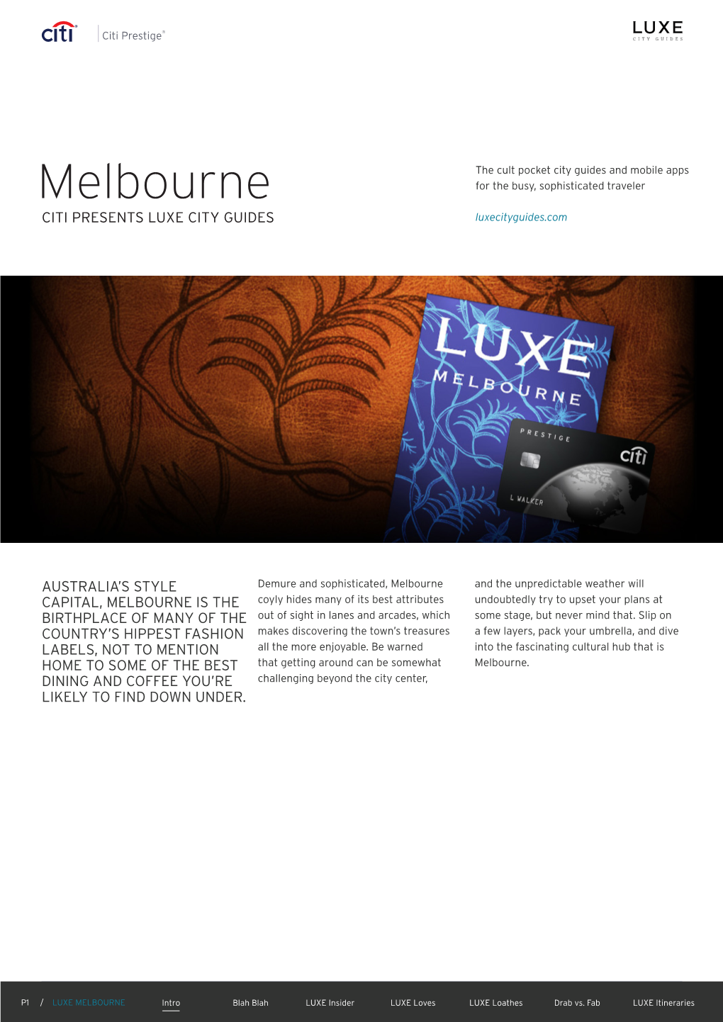 Melbourne for the Busy, Sophisticated Traveler CITI PRESENTS LUXE CITY GUIDES Luxecityguides.Com