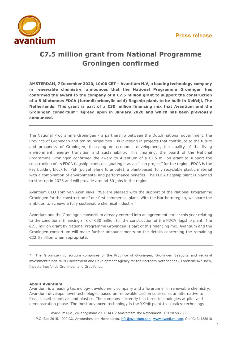 €7.5 Million Grant from National Programme Groningen Confirmed