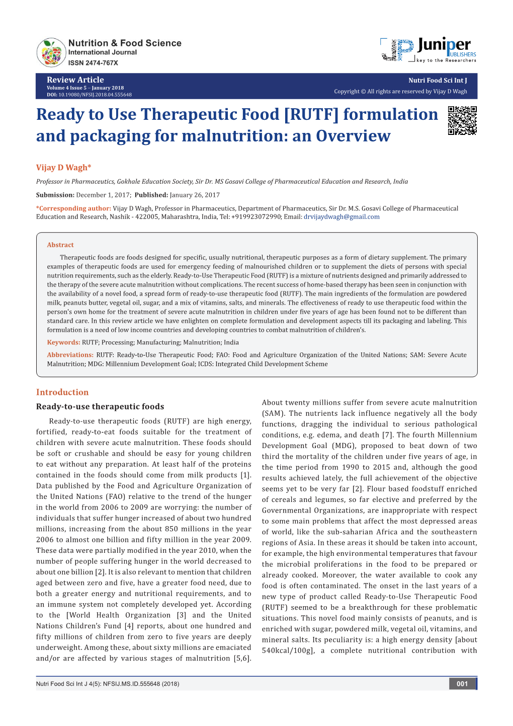 RUTF] Formulation and Packaging for Malnutrition: an Overview