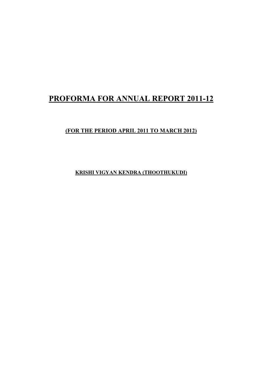 Proforma for Annual Report 2011-12