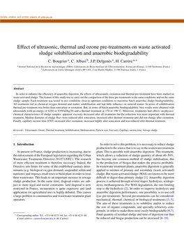 Effect of Ultrasonic, Thermal and Ozone Pre-Treatments on Waste Activated Sludge Solubilisation and Anaerobic Biodegradability C
