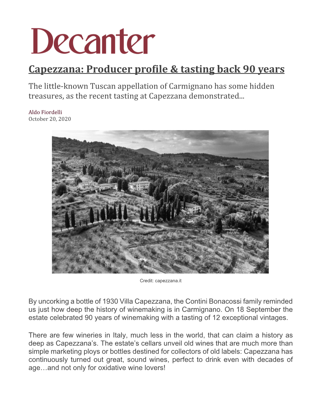 Capezzana: Producer Profile & Tasting Back 90 Years