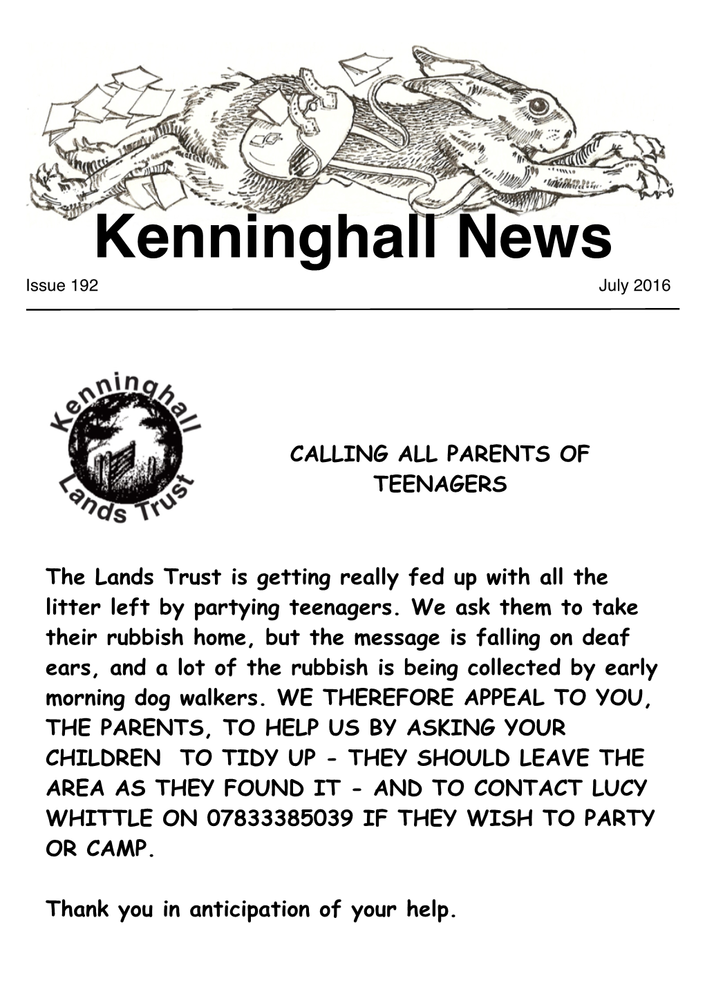 Kenninghall News Issue 192 July 2016
