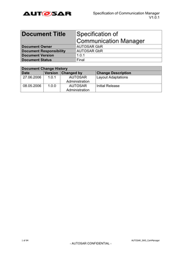 Specification of Communication Manager V1.0.1