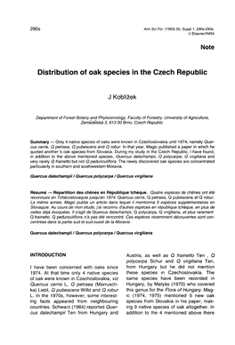 Distribution of Oak Species in the Czech Republic