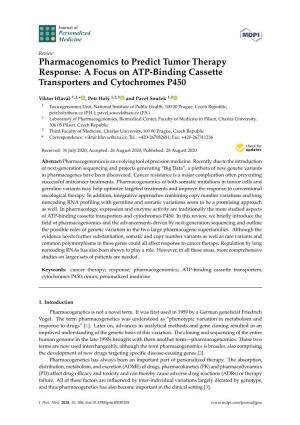 Pharmacogenomics to Predict Tumor Therapy Response: a Focus on ATP-Binding Cassette Transporters and Cytochromes P450