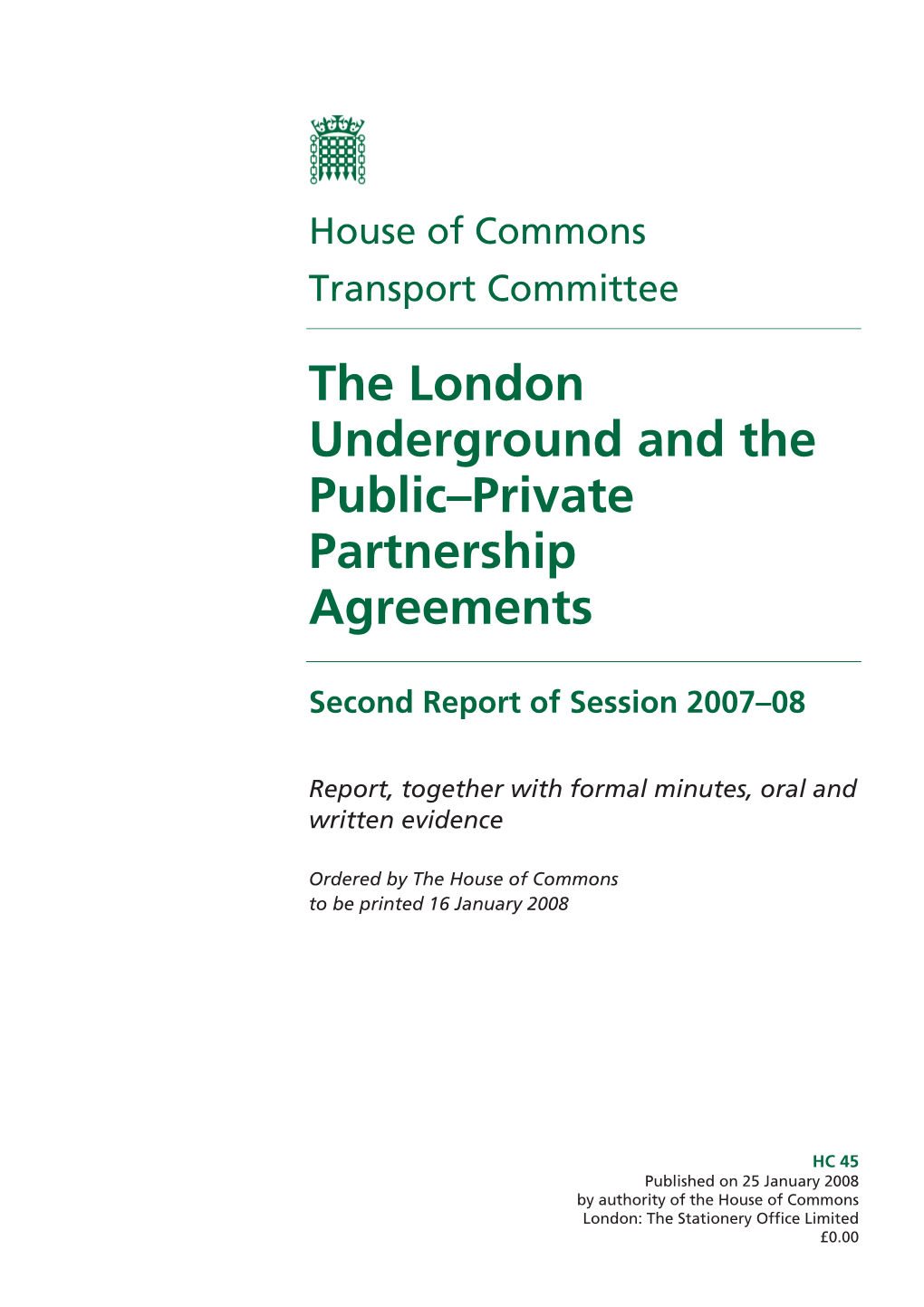 The London Underground and the Public–Private Partnership Agreements