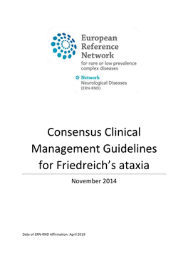 Consensus Clinical Management Guidelines for Friedreich's Ataxia