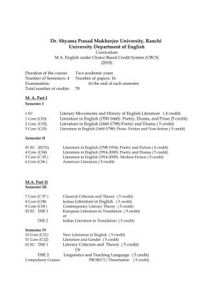 M.A English Syllabus Click Here to Download