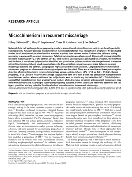 Microchimerism in Recurrent Miscarriage