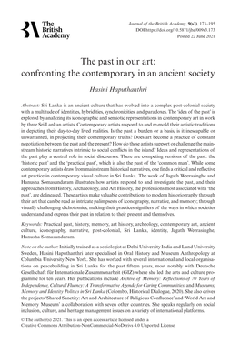 The Past in Our Art: Confronting the Contemporary in an Ancient Society