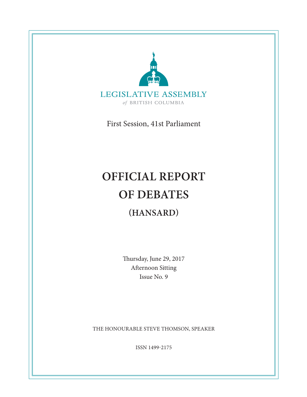 Official Report of Debates (Hansard)