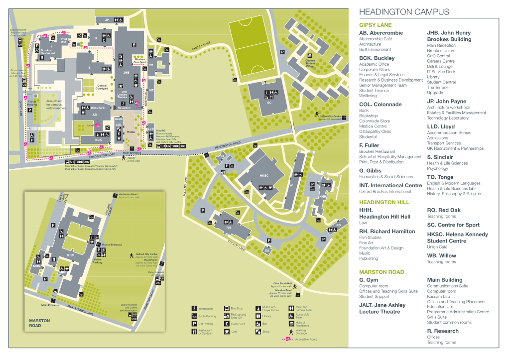 HEADINGTON CAMPUS JP GIPSY LANE Buses Towards Paul Kent and P P AB