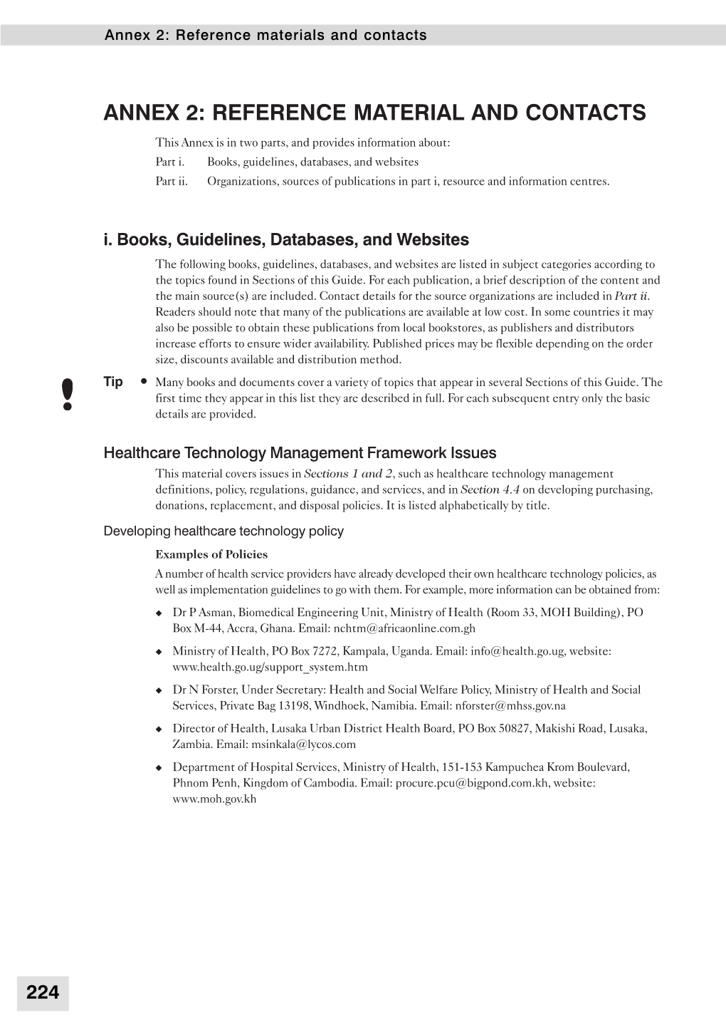 Annex 2: Reference Materials and Contacts