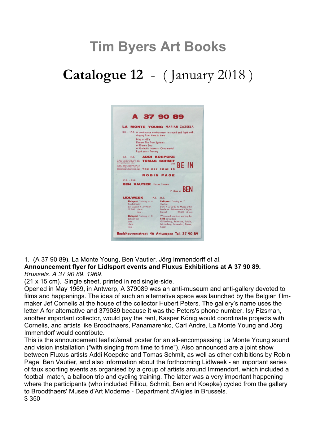 Catalogue 12 - ( January 2018 )