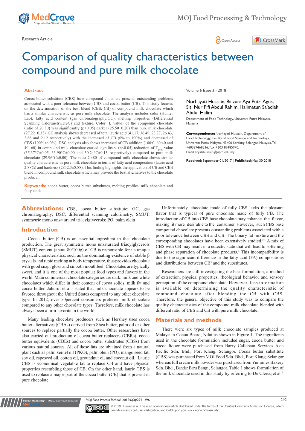 Comparison of Quality Characteristics Between Compound and Pure Milk Chocolate