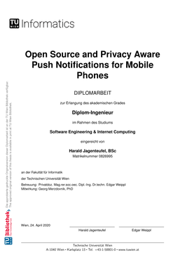 Open Source and Privacy-Aware Pushnotifications for Mobile Terminals