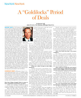 A “Goldilocks” Period of Deals