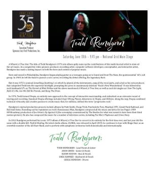 Todd Rundgren Syracuse Jazz Fest Productions, Inc