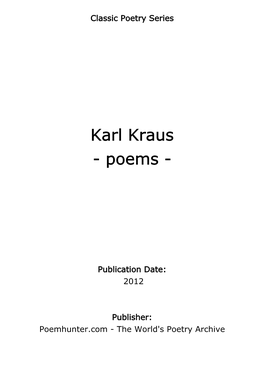 Karl Kraus - Poems
