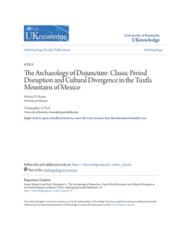 Classic Period Disruption and Cultural Divergence in the Tuxtla Mountains of Mexico Wesley D