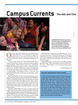 Campus Currents the Ebb and Flow of the UNH Community Sco Ya Tt Es ’07 T Es