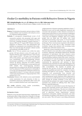 Ocular Co-Morbidity in Patients with Refractive Errors in Nigeria