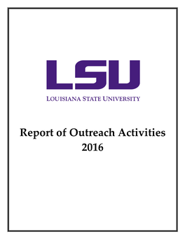 Report of Outreach Activities 2016