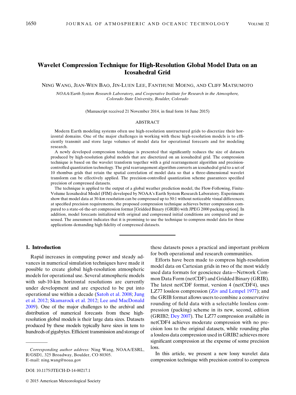 Wavelet Compression Technique for High-Resolution Global Model Data on an Icosahedral Grid