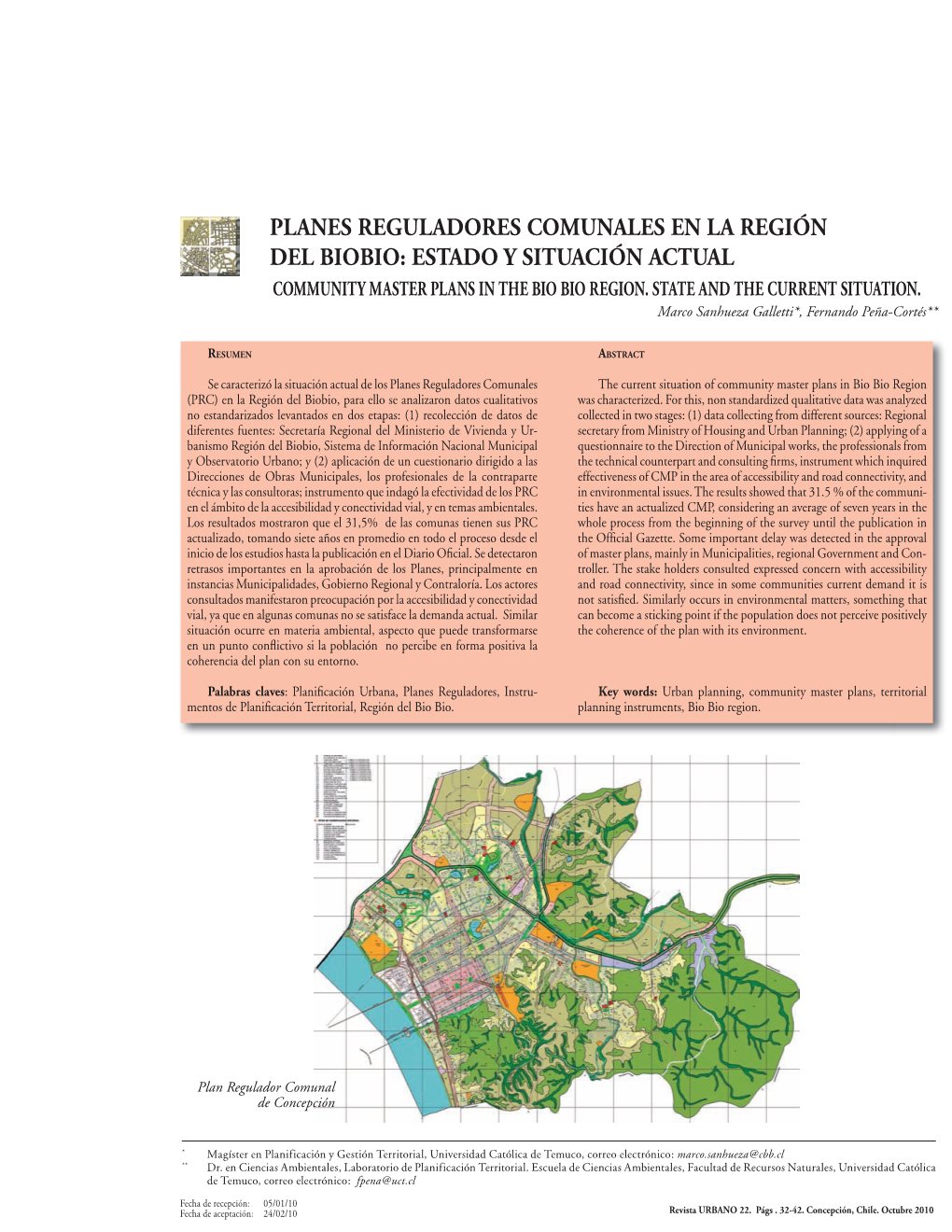 Planes Reguladores Comunales En La Región Del Biobio: Estado Y Situación Actual Community Master Plans in the Bio Bio Region