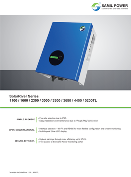 Solarriver Series 1100 / 1600 / 2300 / 3000 / 3300 / 3680 / 4400 / 5200TL