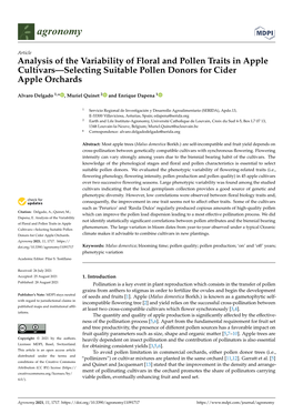Analysis of the Variability of Floral and Pollen Traits in Apple Cultivars—Selecting Suitable Pollen Donors for Cider Apple Orchards