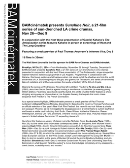 Bamcinématek Presents Sunshine Noir, a 21-Film Series of Sun-Drenched LA Crime Dramas, Nov 26—Dec 9