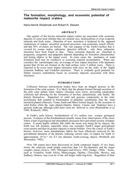 The Formation, Morphology, and Economic Potential of Meteorite Impact Craters