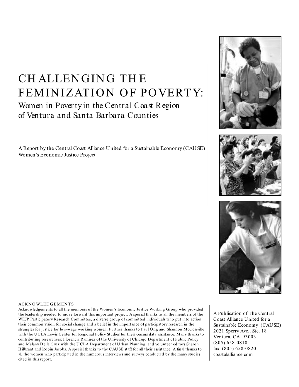 CHALLENGING the FEMINIZATION of POVERTY: Women in Poverty in the Central Coast Region of Ventura and Santa Barbara Counties