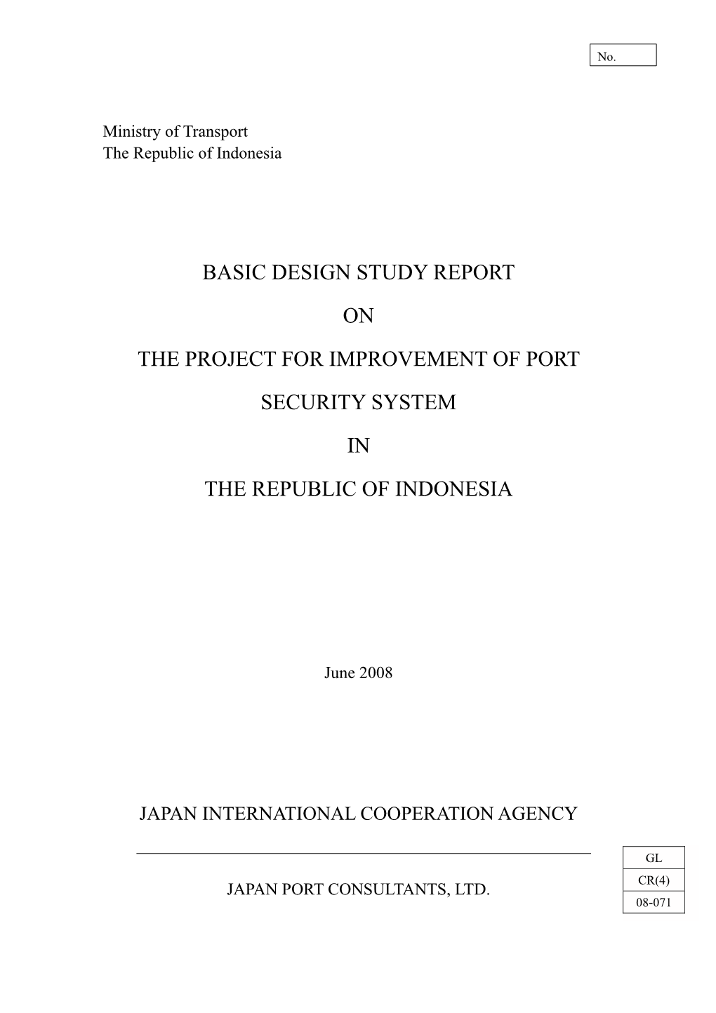 Basic Design Study Report on the Project for Improvement of Port ...