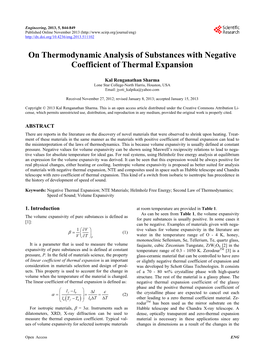 On Thermodynamic Analysis of Substances with Negative Coefficient of Thermal Expansion
