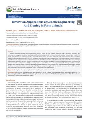 Review on Applications of Genetic Engineering and Cloning in Farm Animals