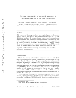 Thermal Conductivity of Rare-Earth Scandates in Comparison to Other