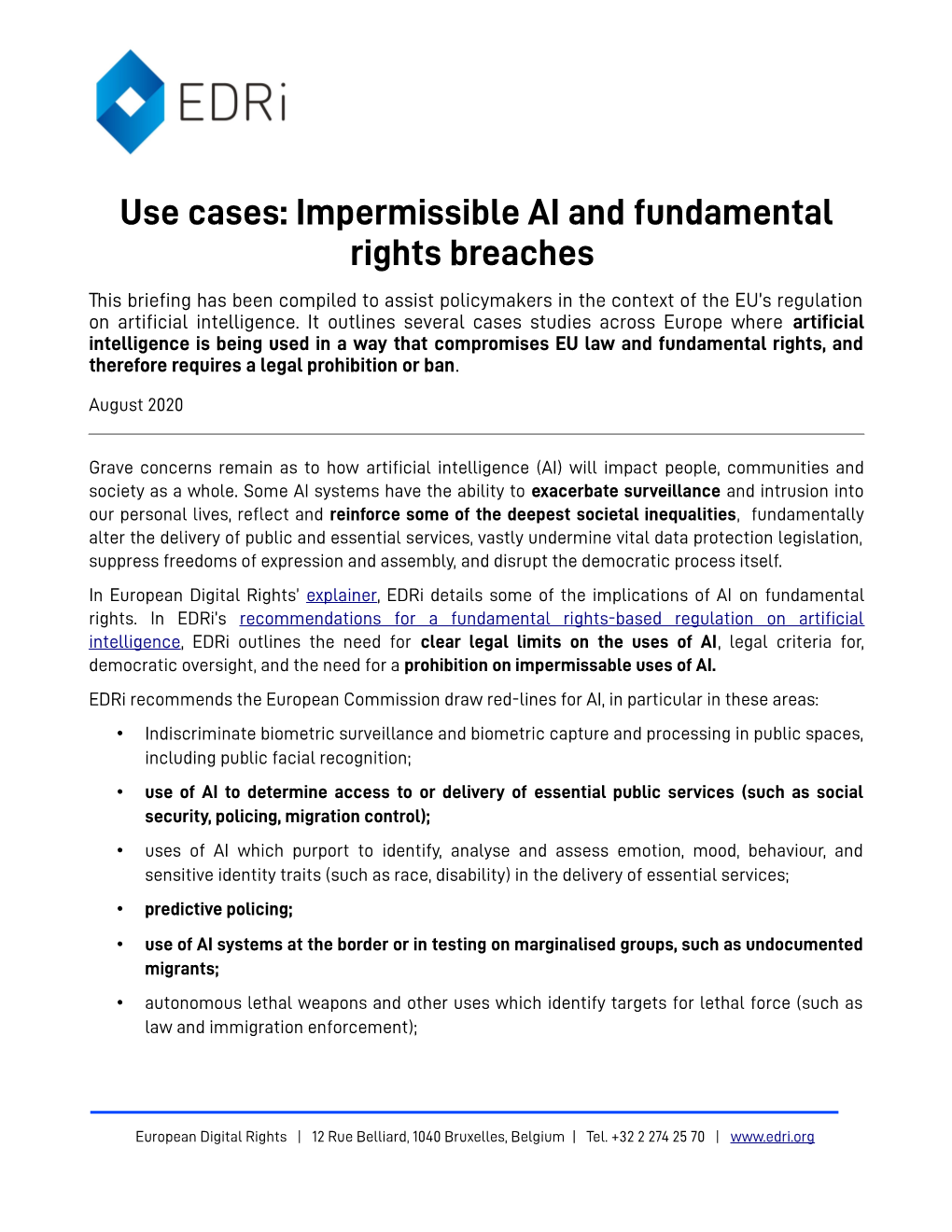 Use Cases: Impermissible AI and Fundamental Rights Breaches