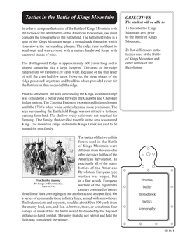 Tactics in the Battle of Kings Mountain