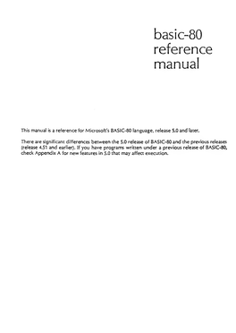 BASIC-80 (MBASIC) Reference Manual