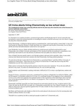 UC Irvine Aborts Hiring Chemerinsky As Law School Dean Page 1 of 3