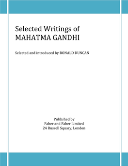 Selected Writings of MAHATMA GANDHI